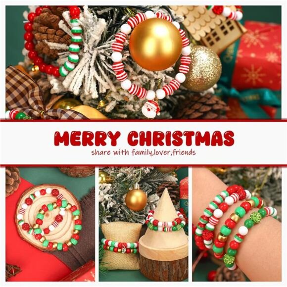 Christmas Beads for Bracelets, 500Pcs Pony Beads Kit with Christmas Tree - Picture 3 of 6